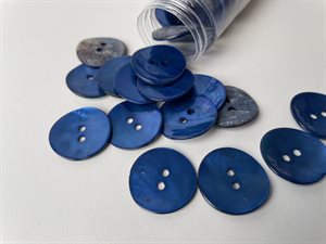 Farvet perlemor knap - blå, 20 mm